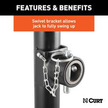 Load image into Gallery viewer, CURT 25005 Pipe-Mount Swivel Trailer Jack with Side Handle (5,000 lbs, 15" Travel)