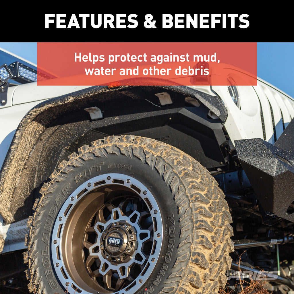 ARIES 2500650 Jeep Wrangler JL Aluminum Front and Rear Inner Fender Liners for Select Jeep Wrangler