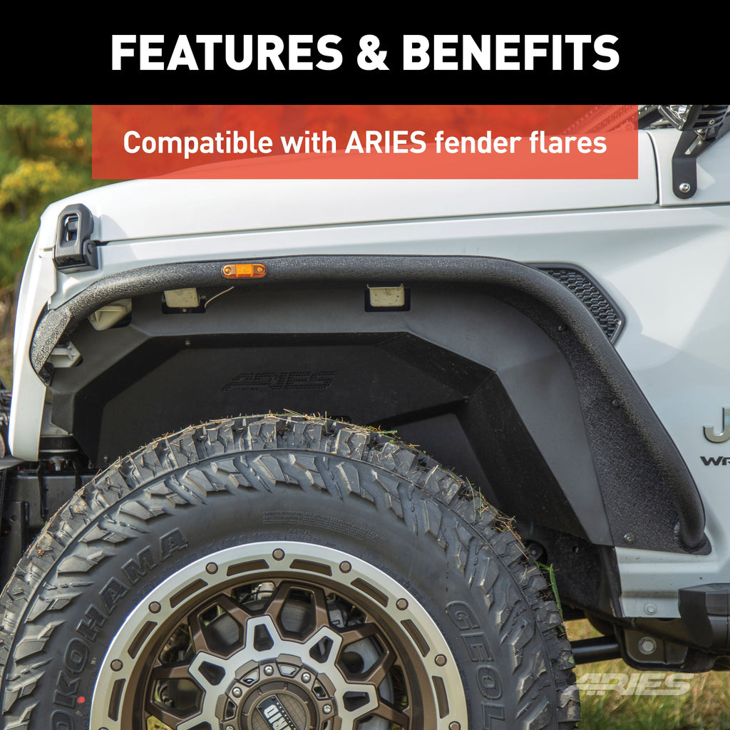 ARIES 2500650 Jeep Wrangler JL Aluminum Front and Rear Inner Fender Liners for Select Jeep Wrangler