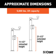 Load image into Gallery viewer, CURT 25006 Pipe-Mount Swivel Trailer Jack with Top Handle (5,000 lbs, 10" Travel)