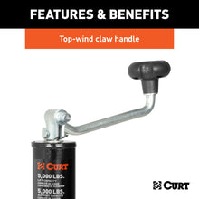 Load image into Gallery viewer, CURT 25007 A-Frame Trailer Jack with Top Handle (5,000 lbs, 15" Travel)
