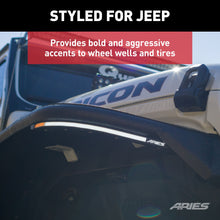 Load image into Gallery viewer, ARIES 2500835 Textured Black Aluminum Front Fender Flares with LED Lights, Fits Select Jeep Wrangler JL for Select Jeep Wrangler