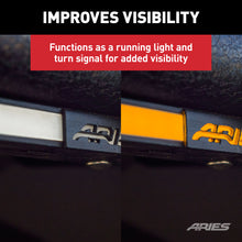 Load image into Gallery viewer, ARIES 2500835 Textured Black Aluminum Front Fender Flares with LED Lights, Fits Select Jeep Wrangler JL for Select Jeep Wrangler