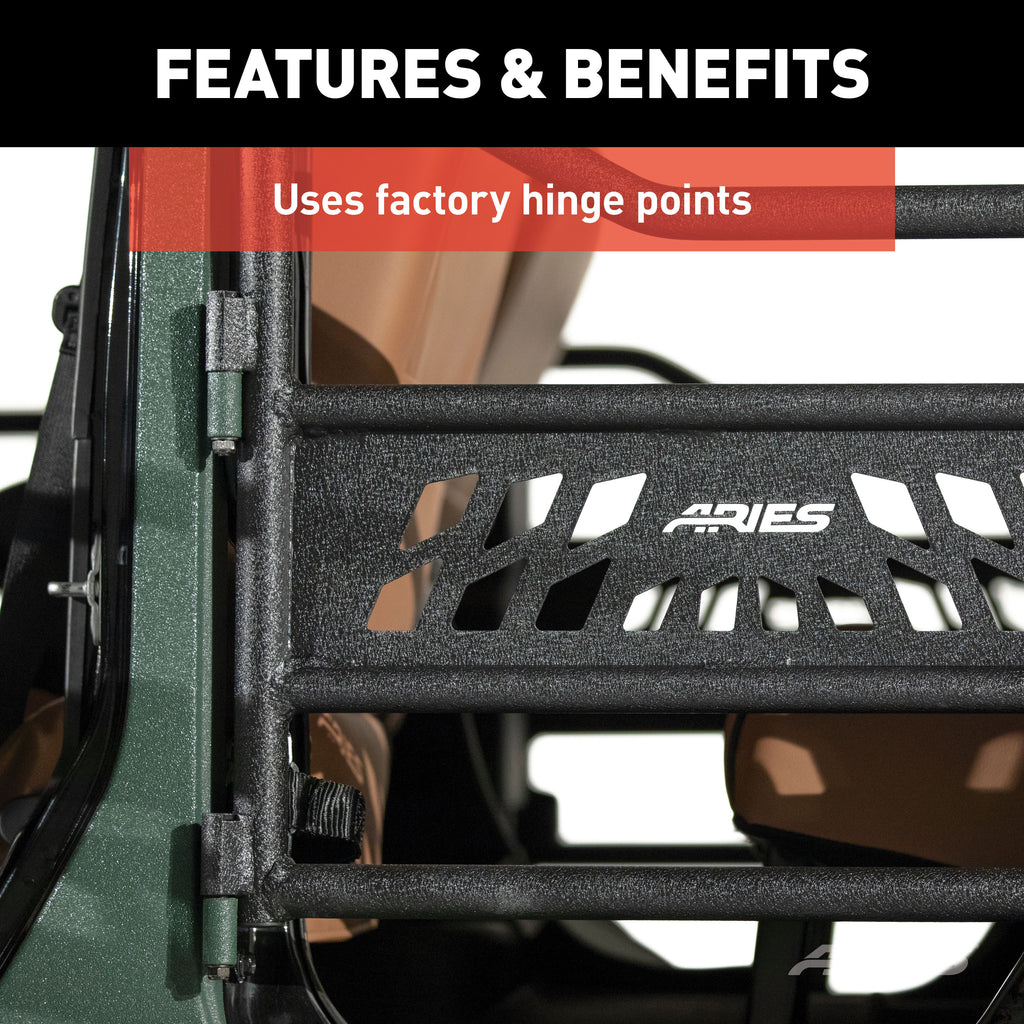 ARIES 25009 Jeep Wrangler JK Aluminum Rear Tube Doors for Select Jeep Wrangler