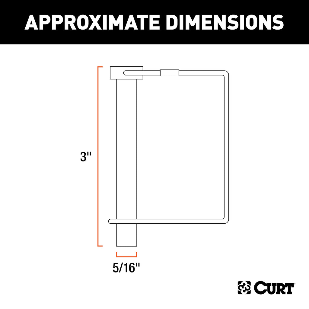 CURT 25011 5/16" Safety Pin (3" Pin Length, Packaged)