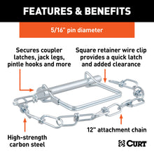 Load image into Gallery viewer, CURT 25034 5/16" Safety Pin with 12" Chain (3" Pin Length)