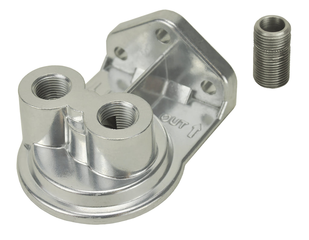 Derale 25044 Single Ports Up 1/4" NPT Remote Filter Mount with 3/4"-16 Filter Threads