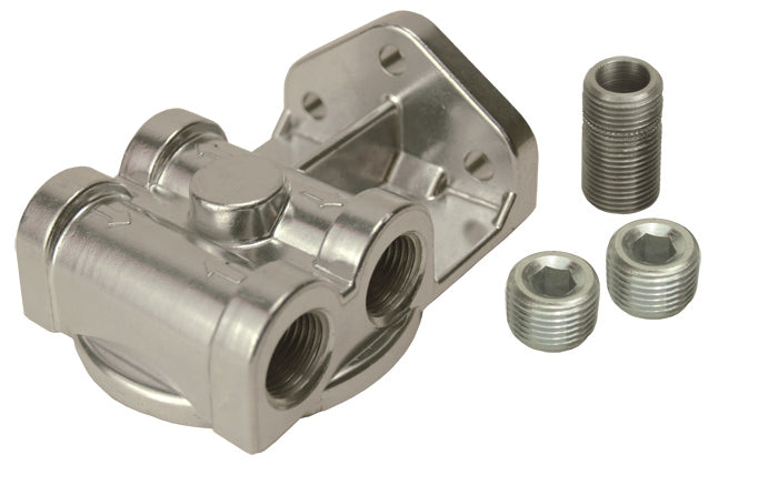 Derale 25049 Single Side Ports 3/8" NPT Filter Mount with 3/4"-16 Filter Threads