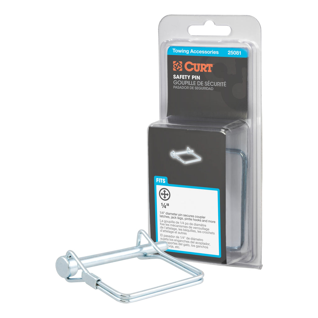 CURT 25081 1/4" Safety Pin (2-3/4" Pin Length, Packaged)