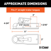 Load image into Gallery viewer, CURT 25100 2" Straight-Tongue Coupler with Posi-Lock (3" Channel, 5,000 lbs, Zinc)
