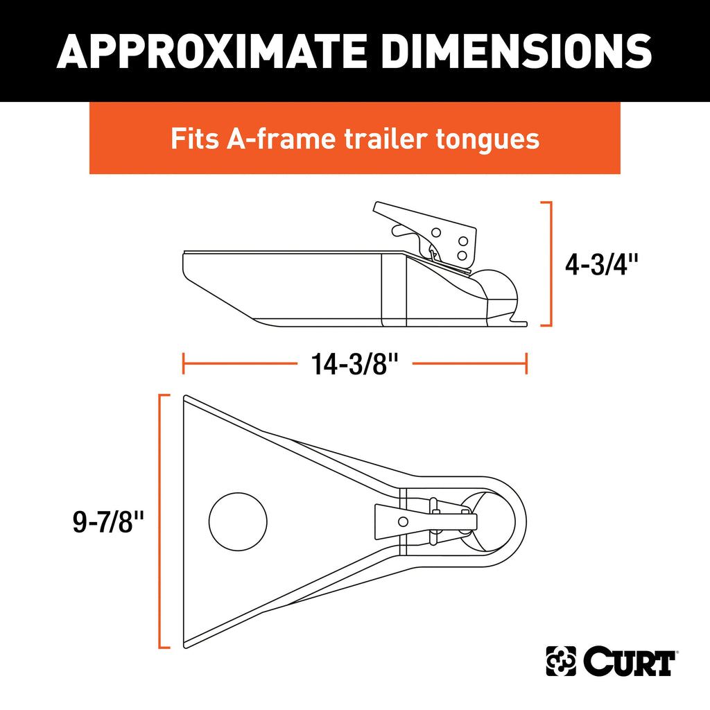 CURT 25101 2" A-Frame Coupler with Posi-Lock (5,000 lbs, Zinc)