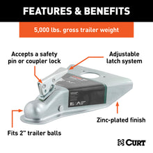 Load image into Gallery viewer, CURT 25101 2" A-Frame Coupler with Posi-Lock (5,000 lbs, Zinc)