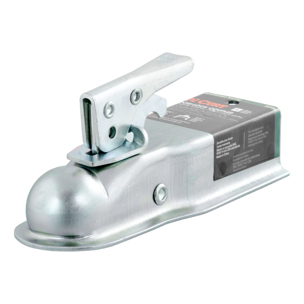 CURT 25105 1-7/8" Straight-Tongue Coupler with Posi-Lock (2-1/2" Channel, 2,000 lbs, Zinc)
