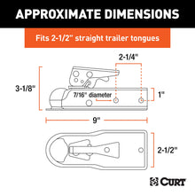 Load image into Gallery viewer, CURT 25105 1-7/8" Straight-Tongue Coupler with Posi-Lock (2-1/2" Channel, 2,000 lbs, Zinc)