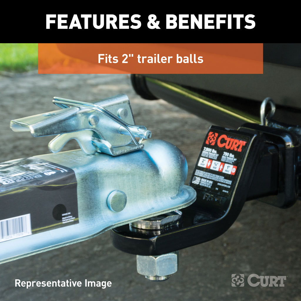 CURT 25138 2" Straight-Tongue Coupler with Posi-Lock (3" Channel, 3,500 lbs, Zinc)