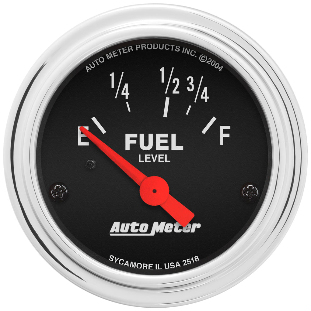 AutoMeter 2518 GAUGE, FUEL LEVEL, 2 1/16", 16OE TO 158OF, ELEC, TRADITIONAL CHROME