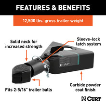 Load image into Gallery viewer, CURT 25227 2-5/16" A-Frame Coupler with Sleeve-Lock (12,500 lbs, Black)