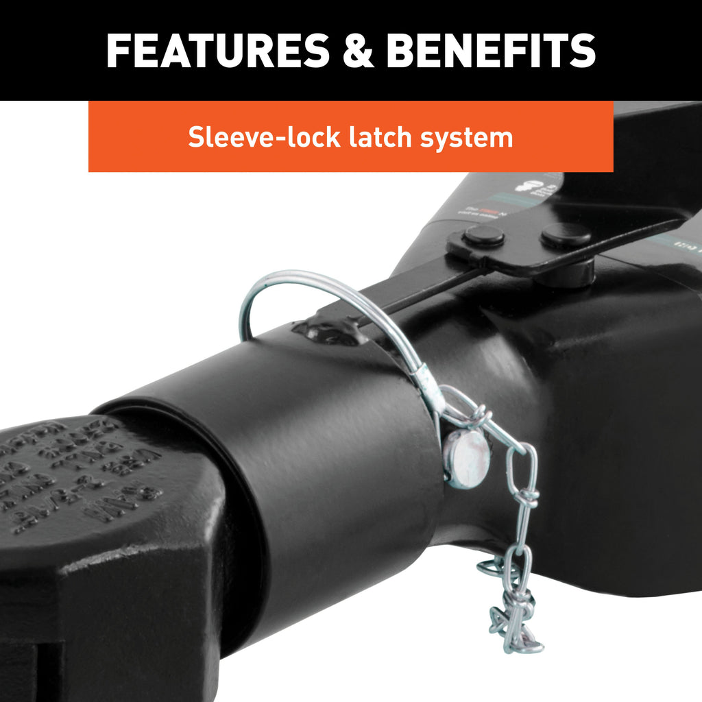 CURT 25227 2-5/16" A-Frame Coupler with Sleeve-Lock (12,500 lbs, Black)