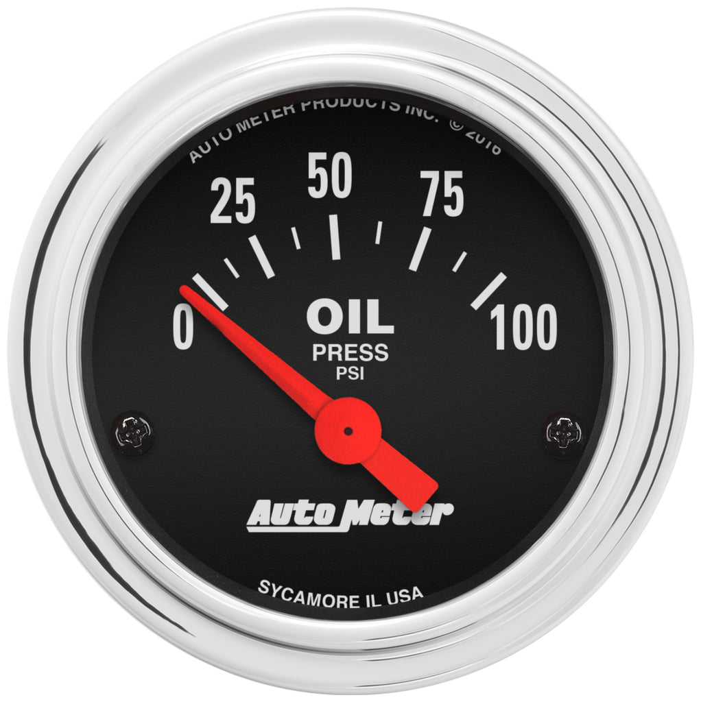 AutoMeter 2522 GAUGE, OIL PRESSURE, 2 1/16", 100PSI, ELECTRIC, TRADITIONAL CHROME