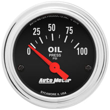 Load image into Gallery viewer, AutoMeter 2522 GAUGE, OIL PRESSURE, 2 1/16", 100PSI, ELECTRIC, TRADITIONAL CHROME