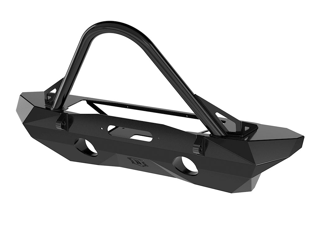 ICON Impact Series Offroad Armor 25233 07-18 JK PRO SERIES MID WIDTH FRONT BUMPER REC WINCH MNT W/ STINGER & TABS for Select Jeep Wrangler, Jeep Wrangler JK