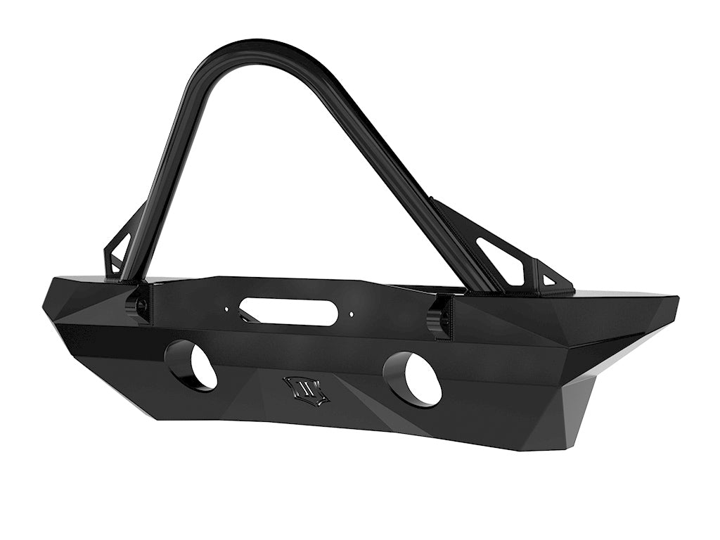ICON Impact Series Offroad Armor 25233 07-18 JK PRO SERIES MID WIDTH FRONT BUMPER REC WINCH MNT W/ STINGER & TABS for Select Jeep Wrangler, Jeep Wrangler JK