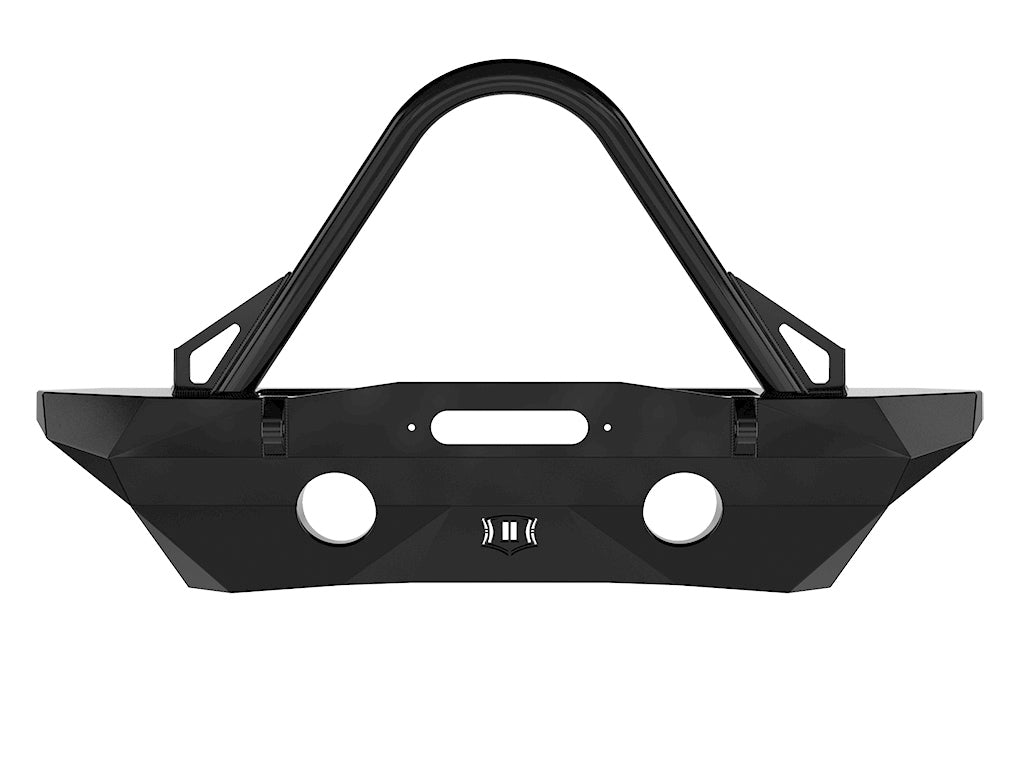 ICON Impact Series Offroad Armor 25233 07-18 JK PRO SERIES MID WIDTH FRONT BUMPER REC WINCH MNT W/ STINGER & TABS for Select Jeep Wrangler, Jeep Wrangler JK