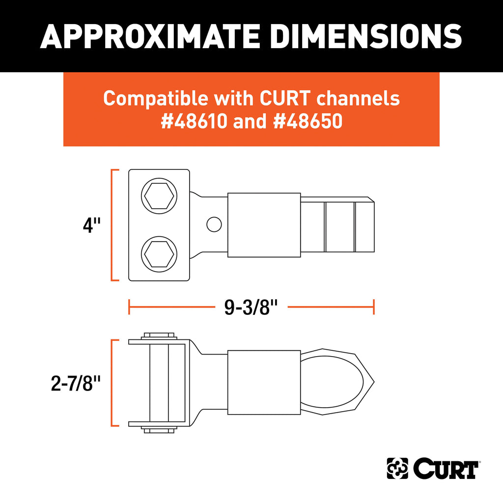 CURT 25319 2" Channel-Mount Coupler with Sleeve-Lock (7,000 lbs, Black)