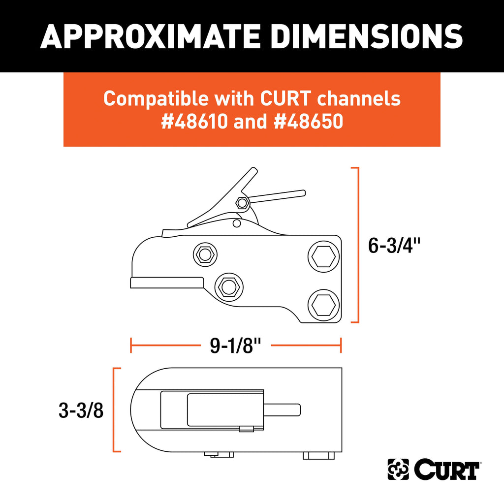 CURT 25328 2-5/16" Channel-Mount Coupler with Easy-Lock (15,000 lbs, Black)
