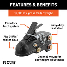 Load image into Gallery viewer, CURT 25328 2-5/16" Channel-Mount Coupler with Easy-Lock (15,000 lbs, Black)