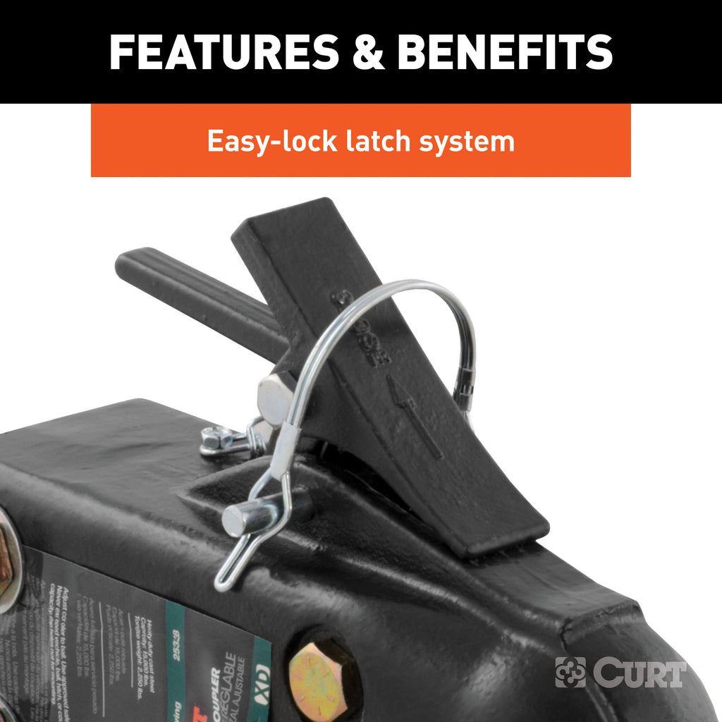 CURT 25328 2-5/16" Channel-Mount Coupler with Easy-Lock (15,000 lbs, Black)