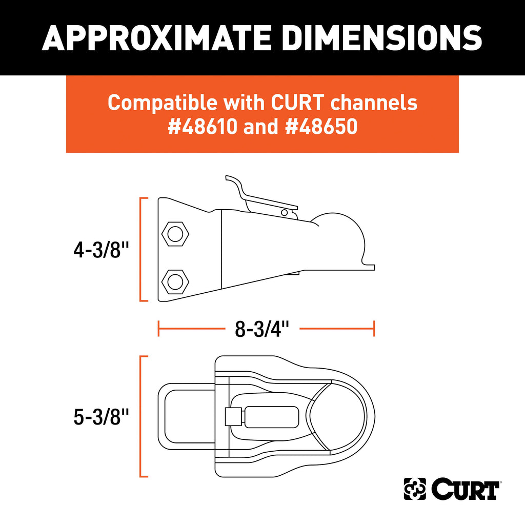CURT 25330 2-5/16" Channel-Mount Coupler with Easy-Lock (14,000 lbs, Black)