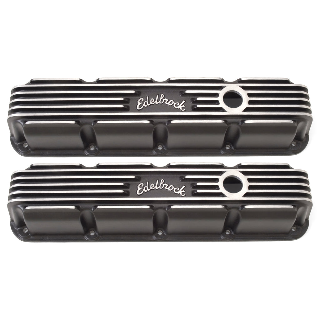 Valve-Cover-Classic-Finned-Aluminum-Small-Block-Chrysler-Magnum-Black-Finish