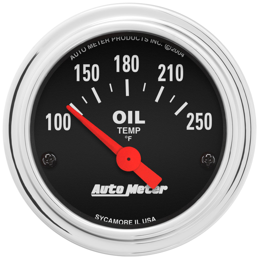 AutoMeter 2542 GAUGE, OIL TEMP, 2 1/16", 100-250?F, ELECTRIC, TRADITIONAL CHROME