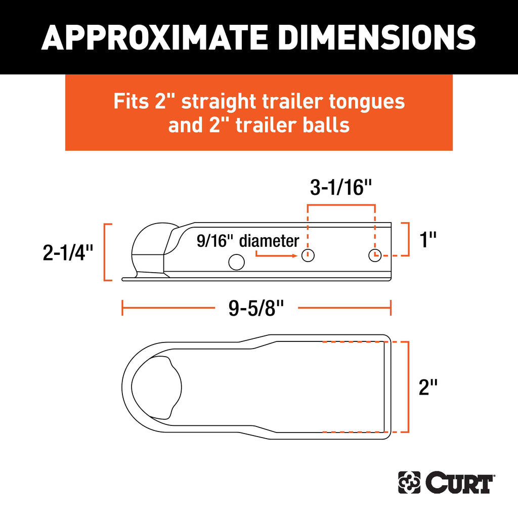 CURT 25470 QuickPin No-Latch 2" Trailer Coupler (2" Channel, 3,500 lbs)