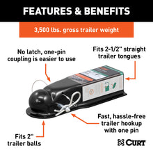 Load image into Gallery viewer, CURT 25471 QuickPin No-Latch 2" Trailer Coupler (2-1/2" Channel, 3,500 lbs)