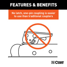 Load image into Gallery viewer, CURT 25471 QuickPin No-Latch 2" Trailer Coupler (2-1/2" Channel, 3,500 lbs)