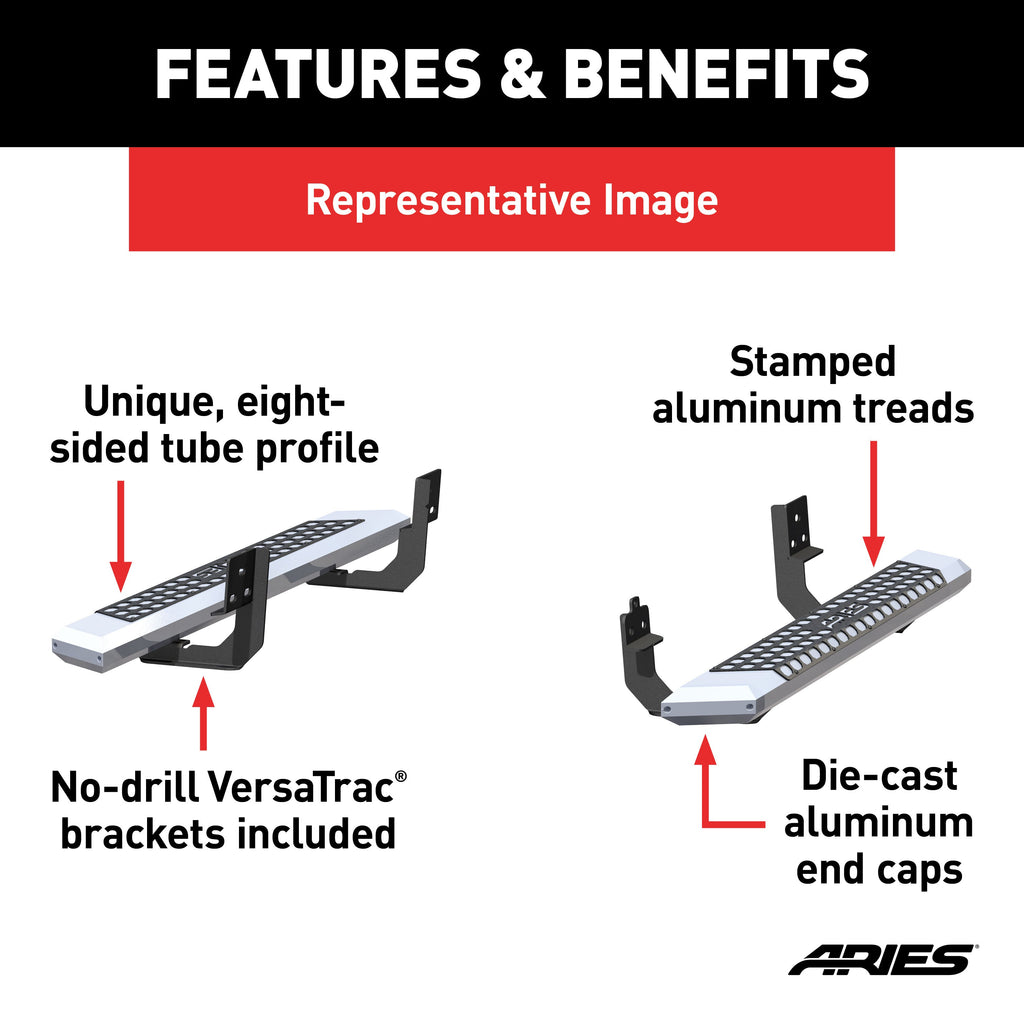 ARIES 2555018 AdvantEDGE 5-1/2in. x 53in. Chrome Aluminum Side Bars; Select Toyota Tundra - Truck Part Superstore