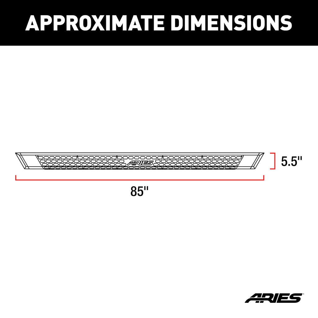 ARIES 2555044 AdvantEDGE 5-1/2in. x 85in. Chrome Aluminum Side Bars; Select Colorado; Canyon - Truck Part Superstore