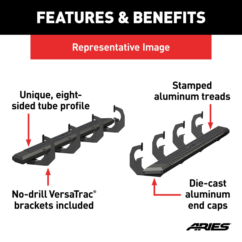 ARIES 2556027 AdvantEDGE Black Aluminum 75-Inch Truck Running Boards, Select Toyota Tacoma for Select Toyota Tacoma