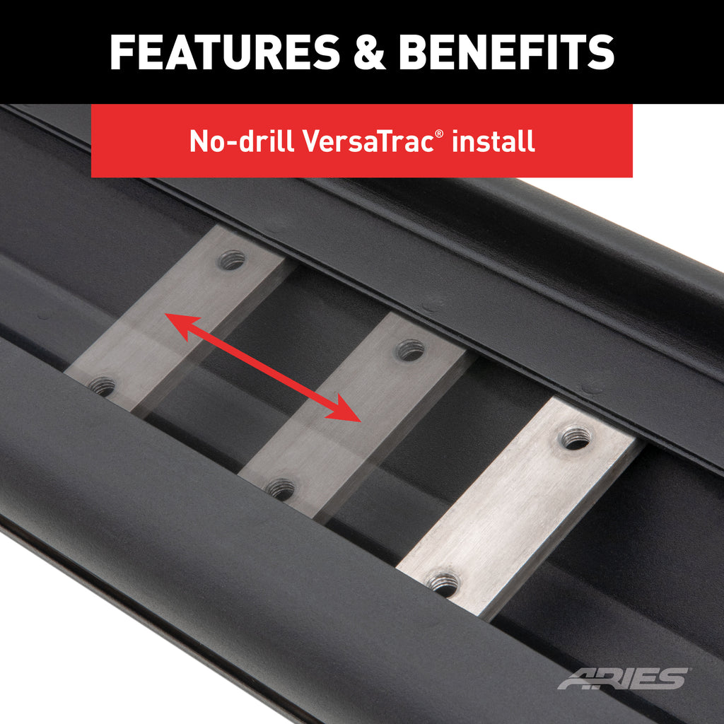 ARIES 2558005 AscentStep 5-1/2" x 75" Black Steel Running Boards, Select Dodge, Ram 1500 for Select Ram 1500