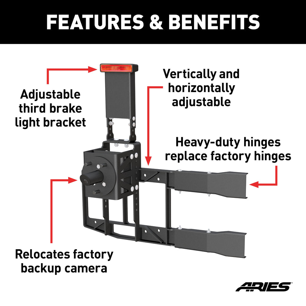 ARIES 2563001 Jeep Wrangler JL Heavy-Duty Spare Tire Carrier - Truck Part Superstore
