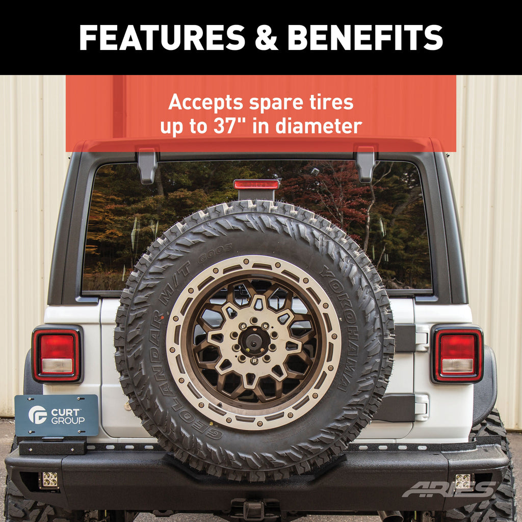 ARIES 2563001 Jeep Wrangler JL Heavy-Duty Spare Tire Carrier - Truck Part Superstore