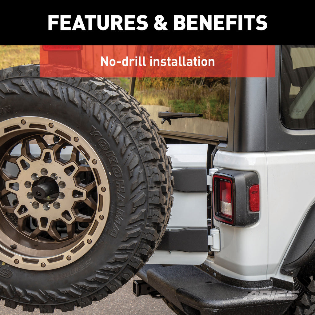 ARIES 2563001 Jeep Wrangler JL Heavy-Duty Spare Tire Carrier - Truck Part Superstore