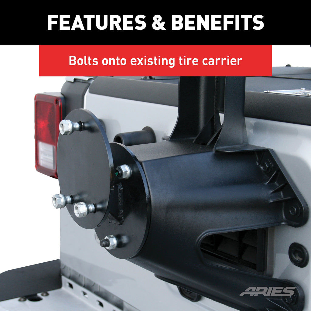 ARIES 25630AB Jeep Wrangler JK Spare Tire Relocation Carrier for Select Jeep Wrangler