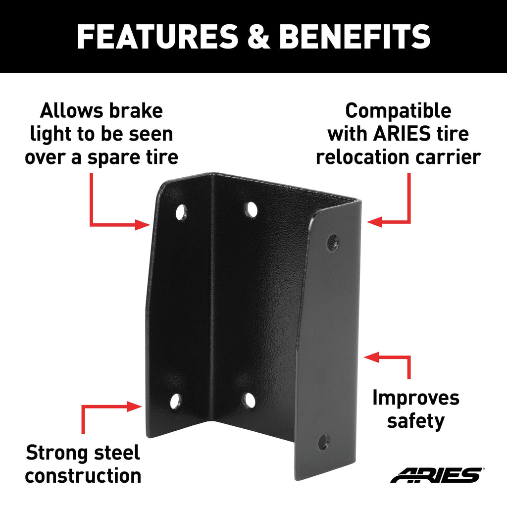 ARIES 256TBL Jeep Wrangler JK Third Brake Light Extension Bracket for Select Jeep Wrangler