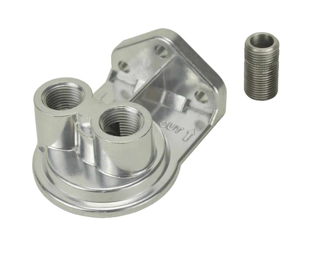 Derale 25728 Single Ports Up 1/2" NPT Filter Mount with 13/16"-16 Filter Threads