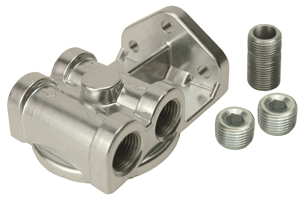 Derale 25729 Single Side Ports 1/2" NPT Filter Mount with 13/16"-16 Filter Threads