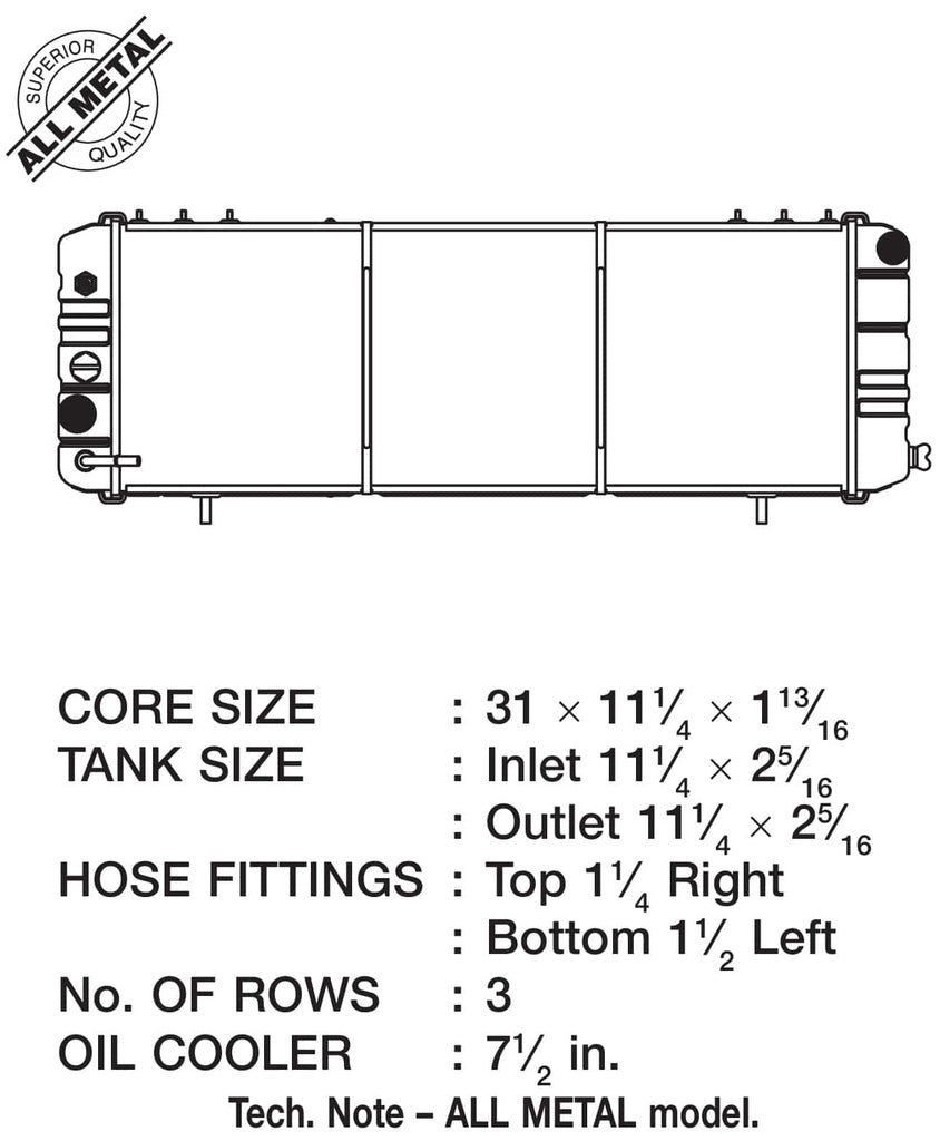 CSF Cooling - Racing & High Performance Division 2572 88-90 Cherokee (XJ) 4.0L w/o filler neck (3-Row Copper Core) Radiator for Select Jeep Cherokee, Jeep Comanche, Jeep Wagoneer