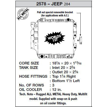 CSF Cooling - Racing & High Performance Division 2578 87-04 Jeep Wrangler (3 ROW Copper Core) Radiator for Select Jeep Wrangler